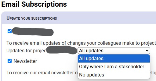 Email Subscription Options