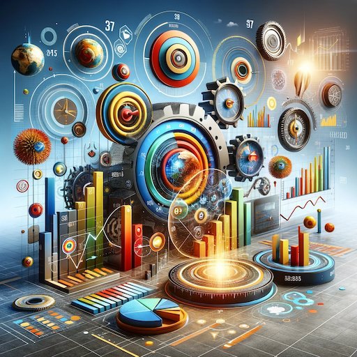 An abstract image showing dials and charts in 3 dimensions